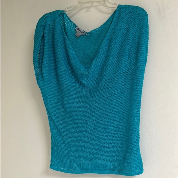 DKNY Turquoise Mesh Sleeveless Shirt M - Picture 1 of 4